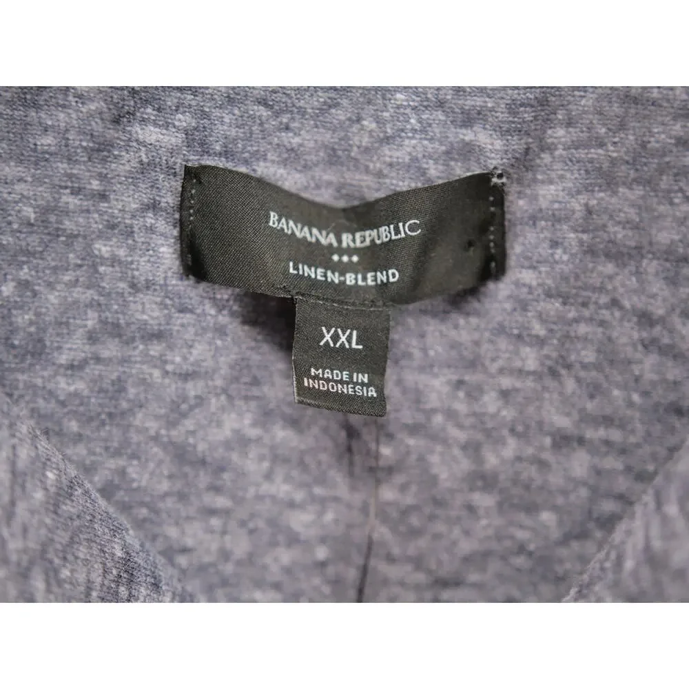 Banana Republic Shirt Mens XXL NWT Charcoal Gray Linen Blend Pleated Resort